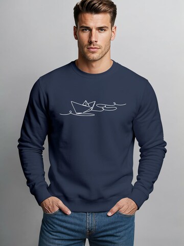 Neverless Sweatshirt 'Paperschiff' in Blue
