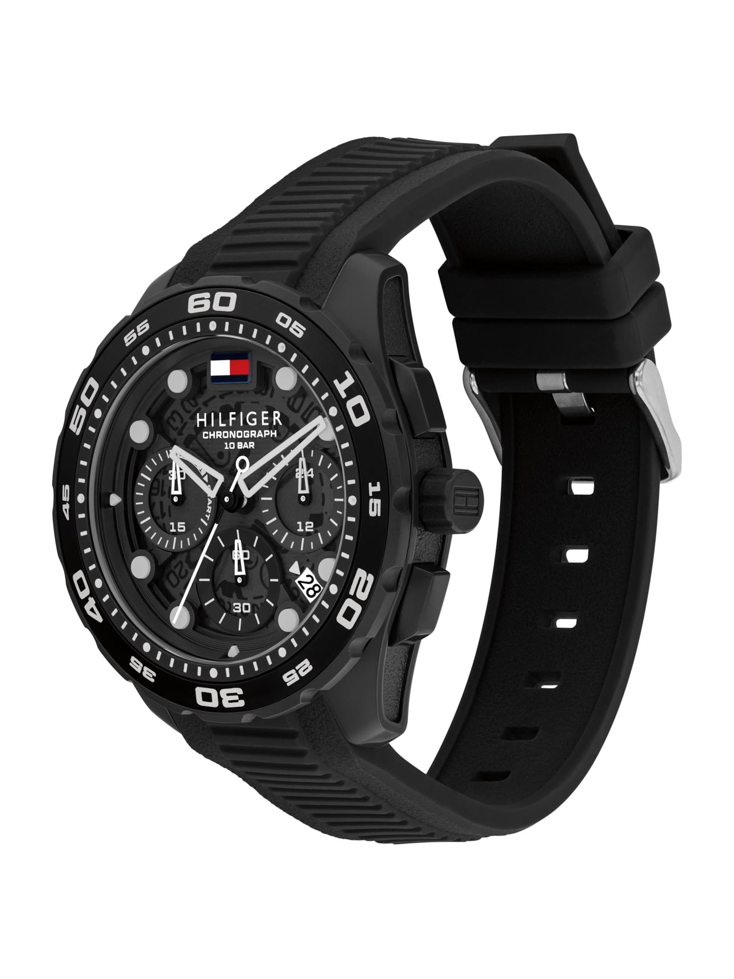 TOMMY HILFIGER Аналоговые часы 'Regatta' в Черный: спереди