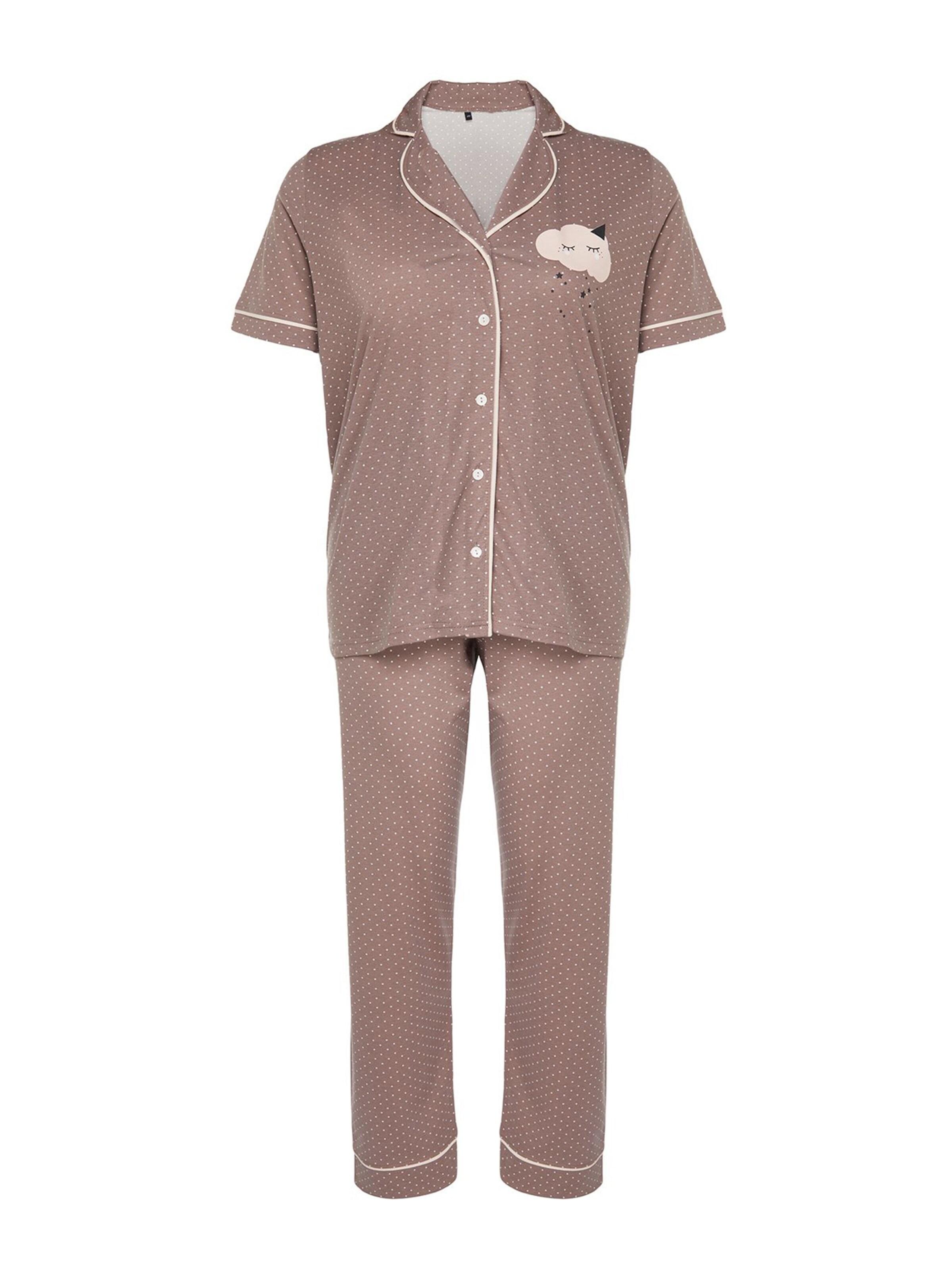 Trendyol Curve Pyžamo - Hnedá: predná strana