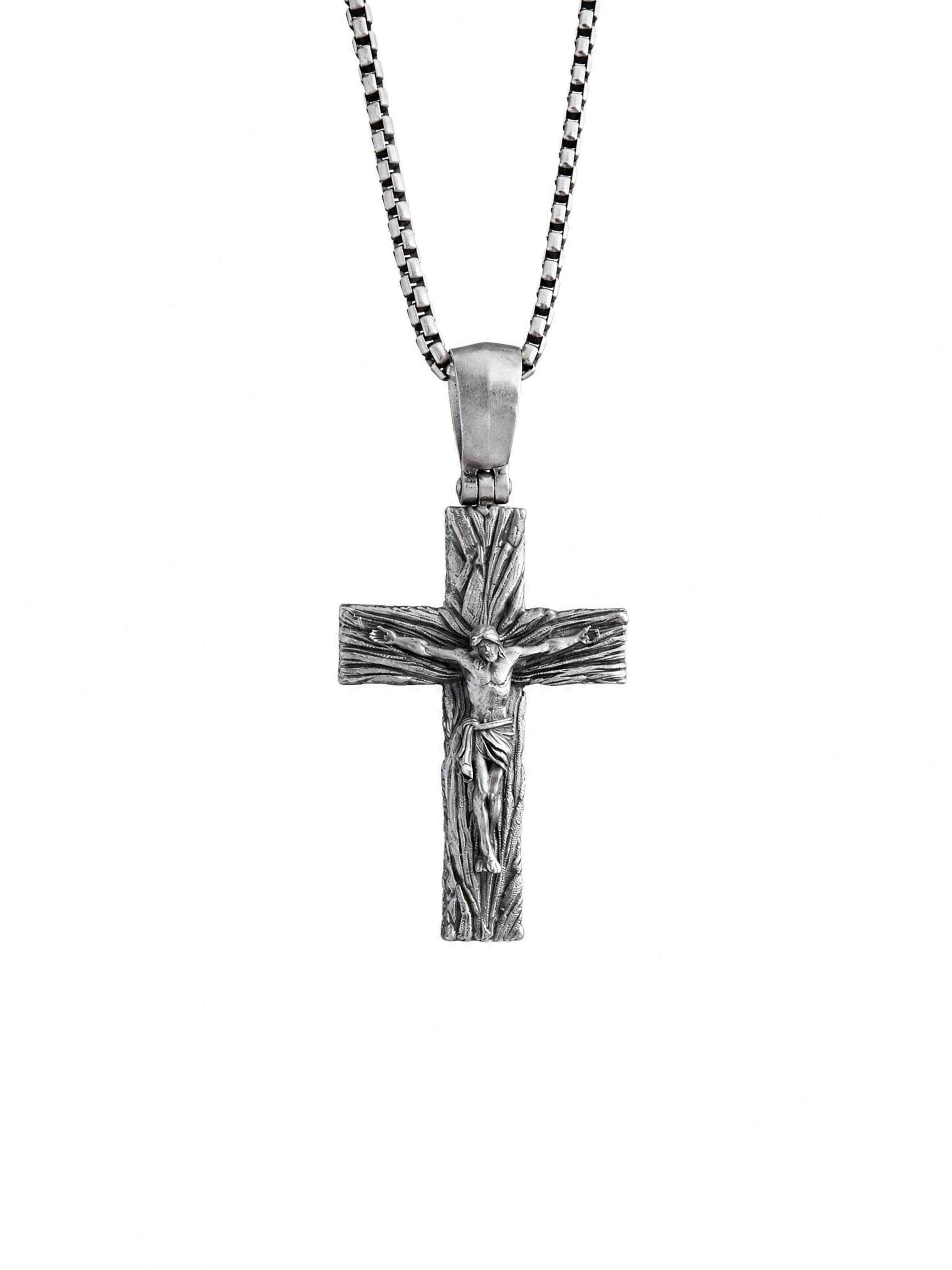 REYTEL Pendant 'CHRIST CRUCIFIX. SALVATION' i sølv: forside