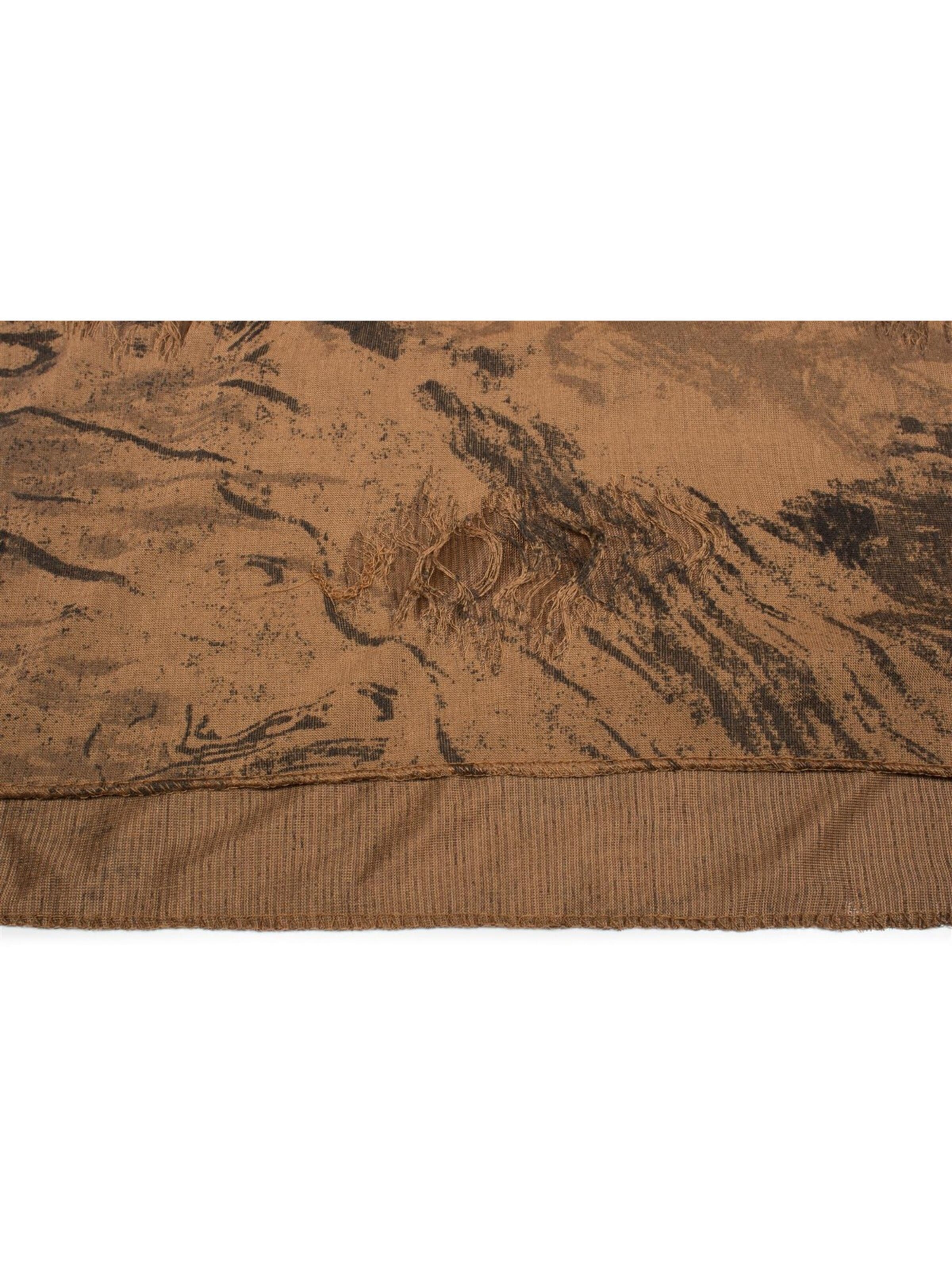 styleBREAKER Schlauchschal 'Gemusterter Loop Schal im Destroyed used Look'‌‌‌‌ in Braun