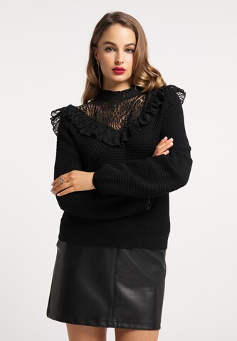 Pullover di faina in nero: frontale