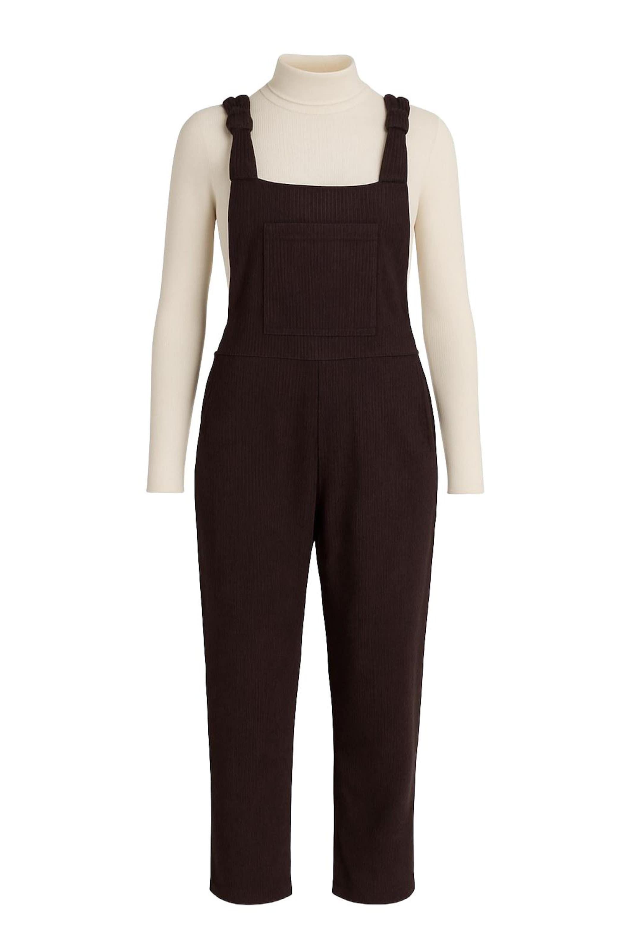 LYN MAMA Regular Dungarees in Brown: front