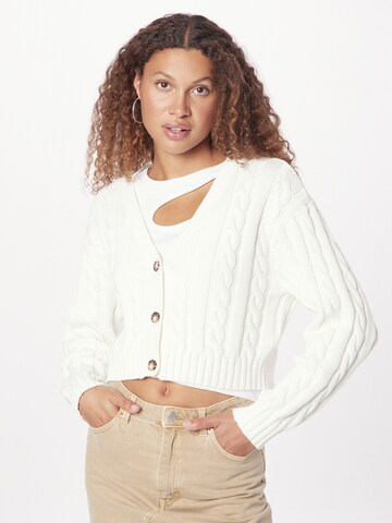 Monki Knit Cardigan in White: front