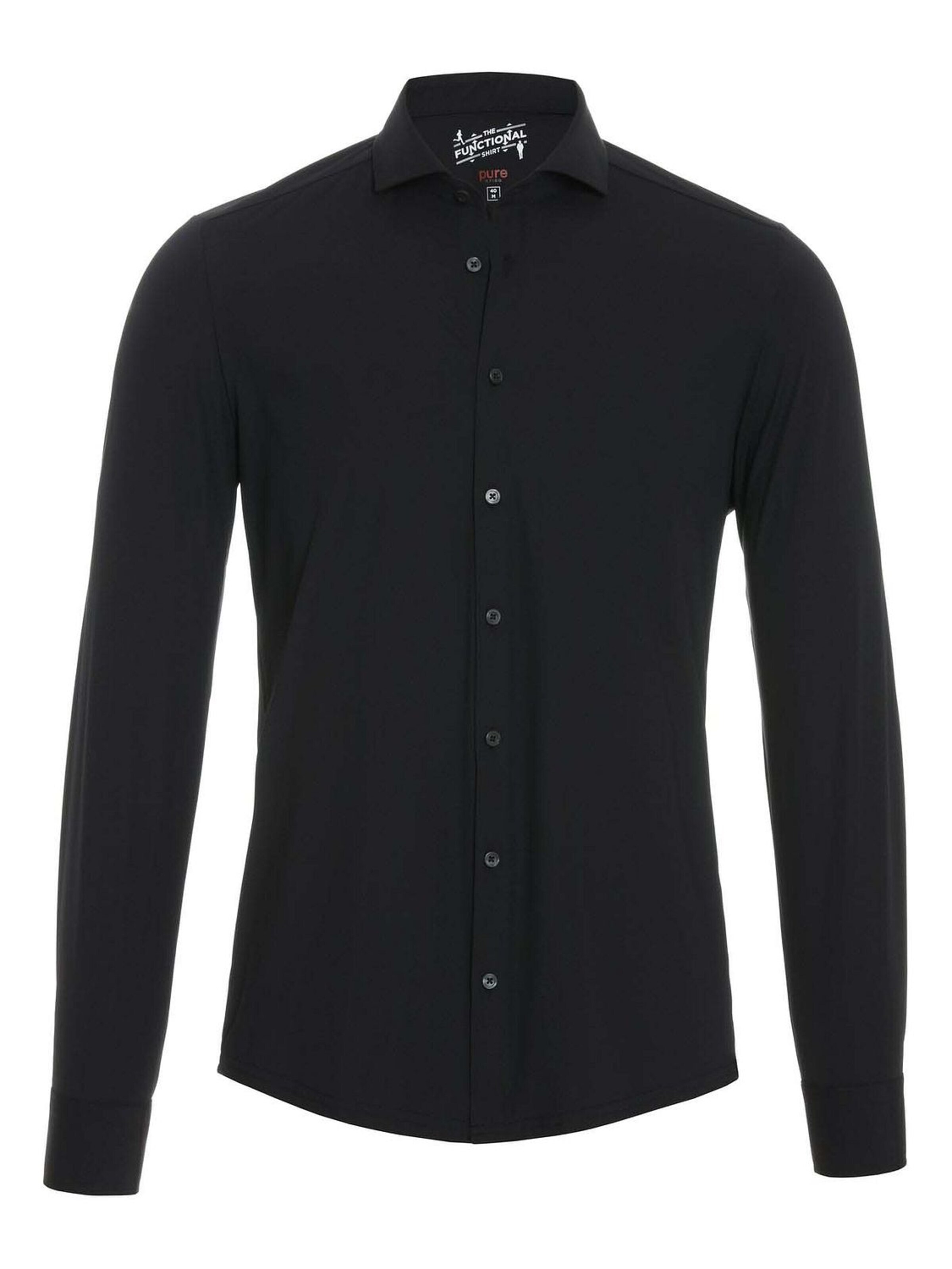 PURE Slim Fit Hemd‌‌‌‌‌‌ in Schwarz: Vorderseite