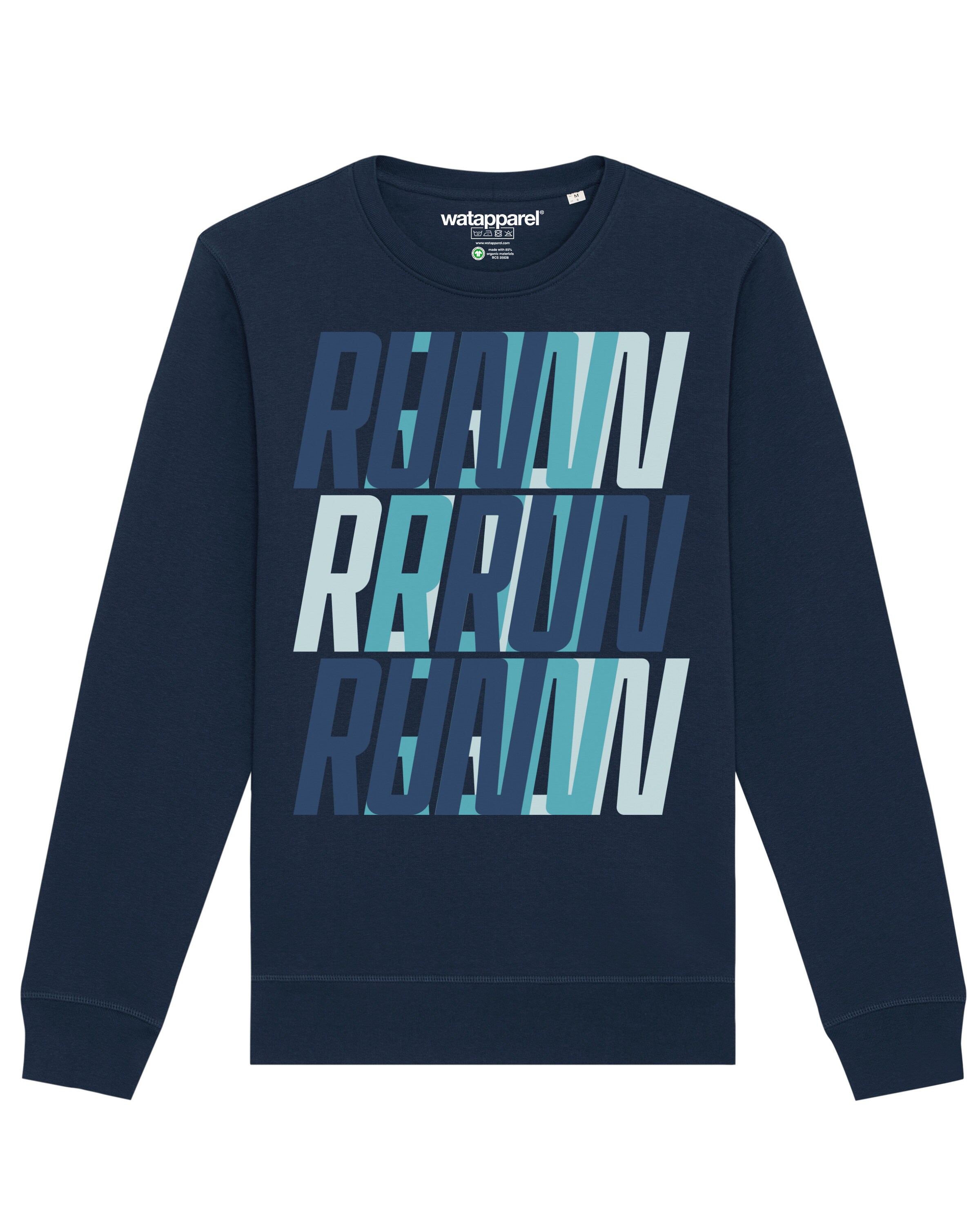 Watapparel Sweatshirt ' Run, Run, Run ' in Blau: Vorderseite