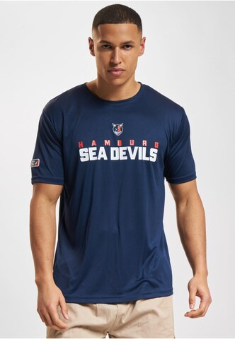DEF T-Shirt 'DefShop x European League of Football Hamburg Sea Devils' in Blau: Vorderseite