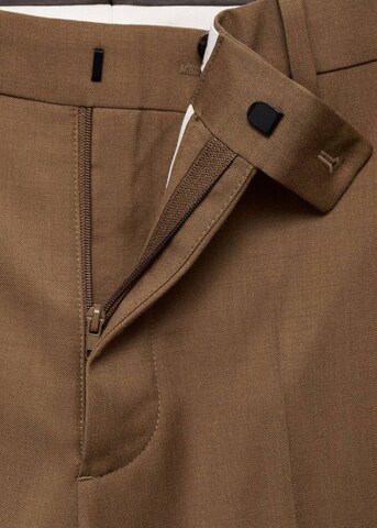 MANGO MAN Regular Pleated Pants 'Turin' in Brown