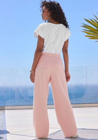 LASCANA Loose fit Pleat-Front Pants in Pink