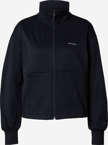 COLUMBIA Athletic Zip-Up Hoodie in Black: front