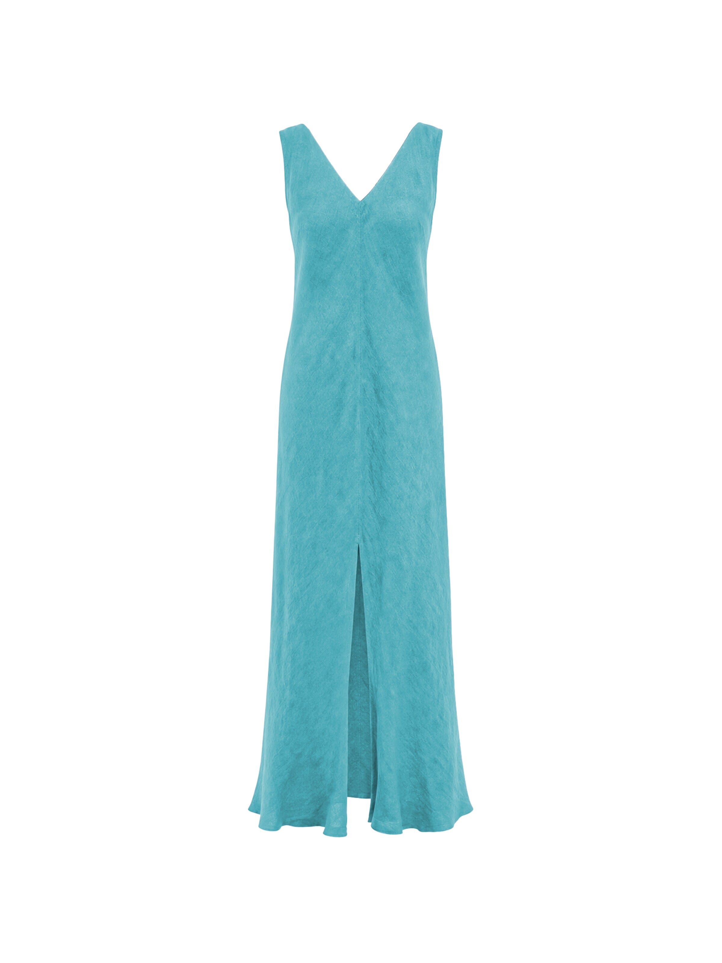 Haris Cotton Dress 'Maxi Linen Dress with V Neck' in Blue: front