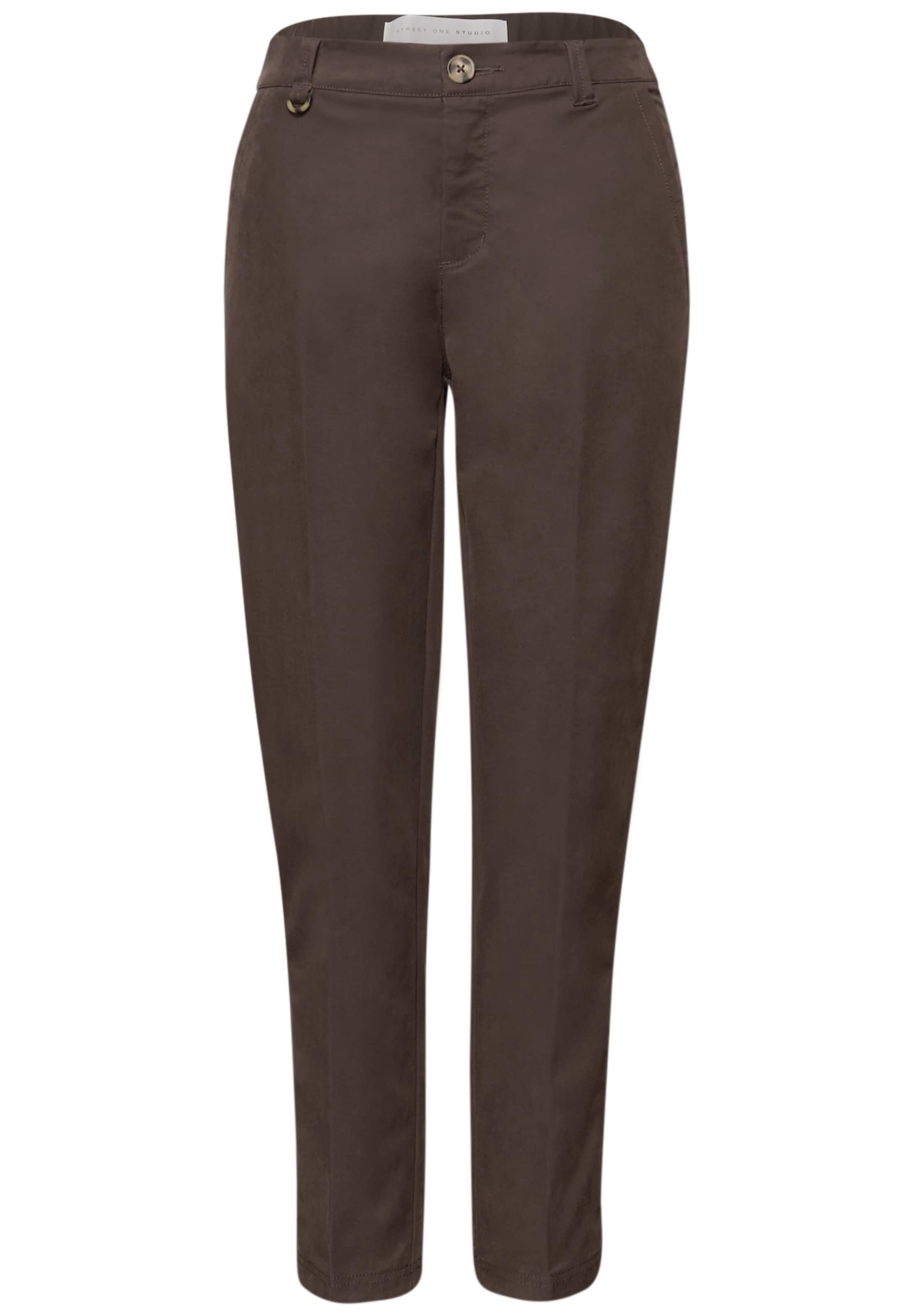 Street One Studio Slim fit Chino Pants in Brown: front
