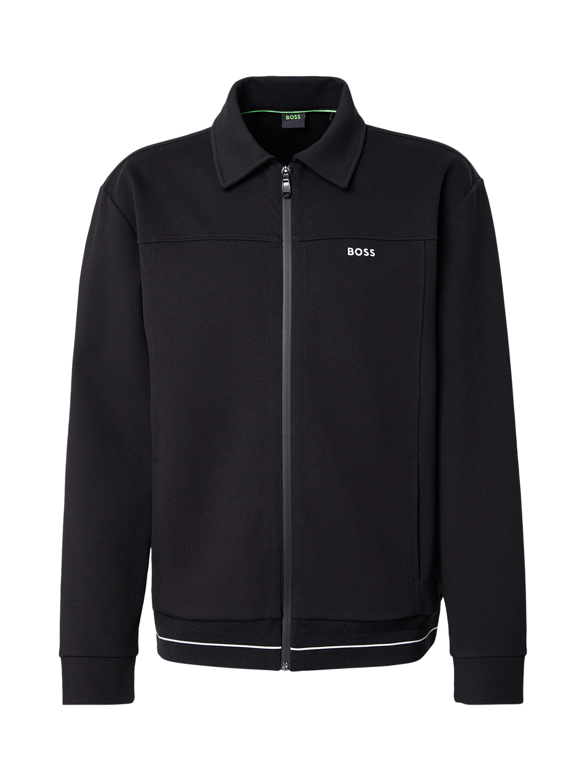 BOSS - Casaco em moletão 'Member' em preto: frente