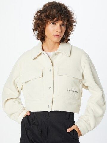 Calvin Klein Jeans Fleece Jacket in Beige: front