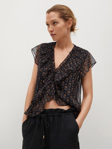 MANGO Blouse 'IMMA' in Zwart: voorkant