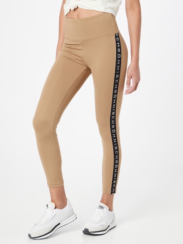 Skinny Pantalon de sport 'KAY' Röhnisch en marron : devant