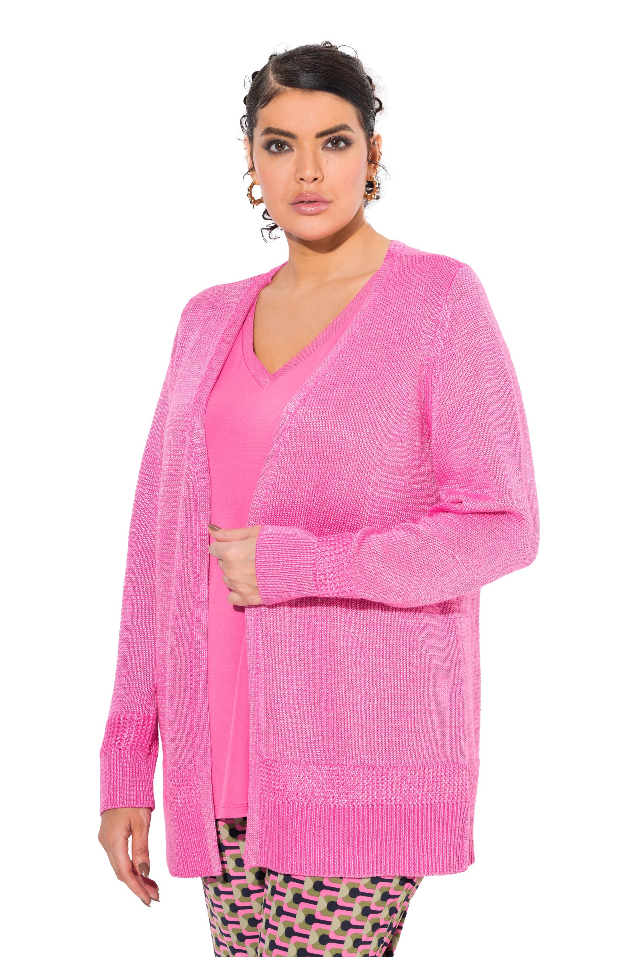 Ulla Popken Knit cardigan in Pink: front