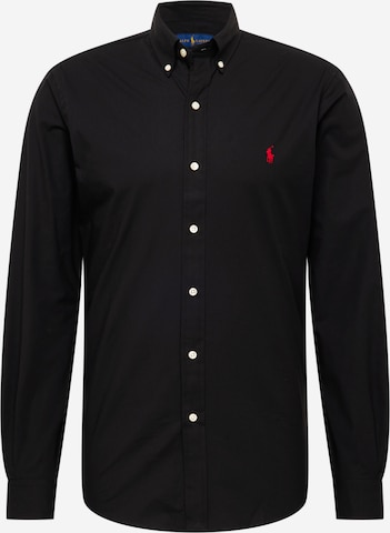 Polo Ralph Lauren - Slim Fit Camisa em preto: frente