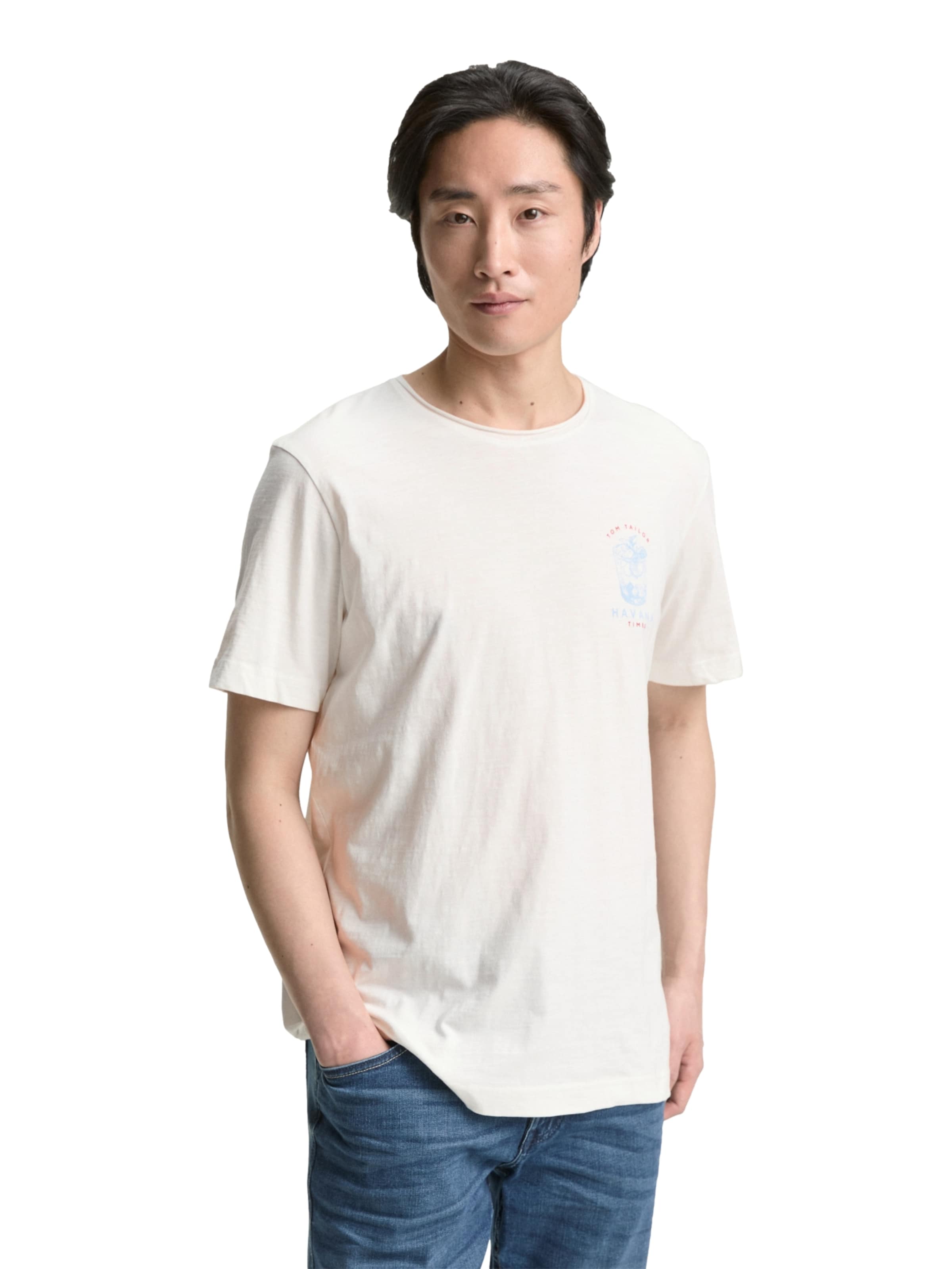 T-Shirt TOM TAILOR en blanc : devant