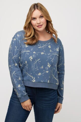 Ulla Popken Sweatshirt in Blauw: voorkant