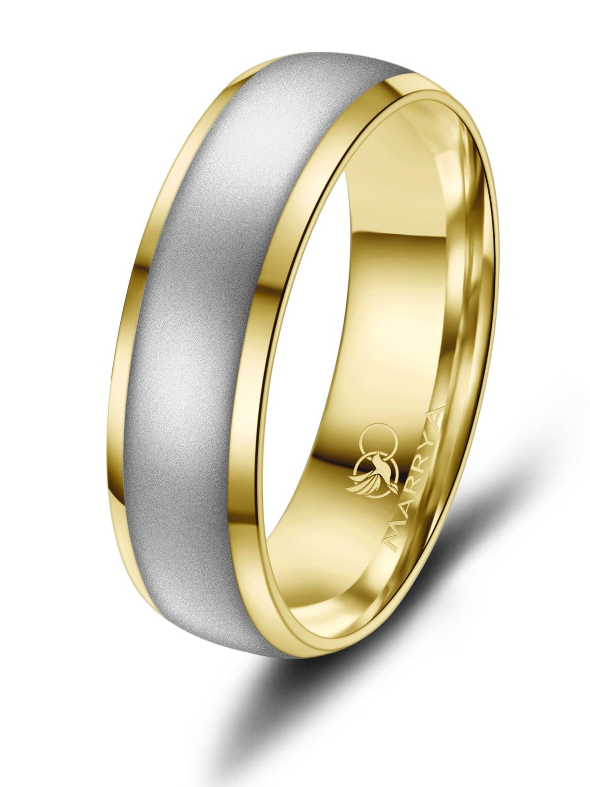 MARRYA Ring 'MARRYA ES-14 Ehering aus Edelstahl - Silberfarben & Goldfarben' i gul