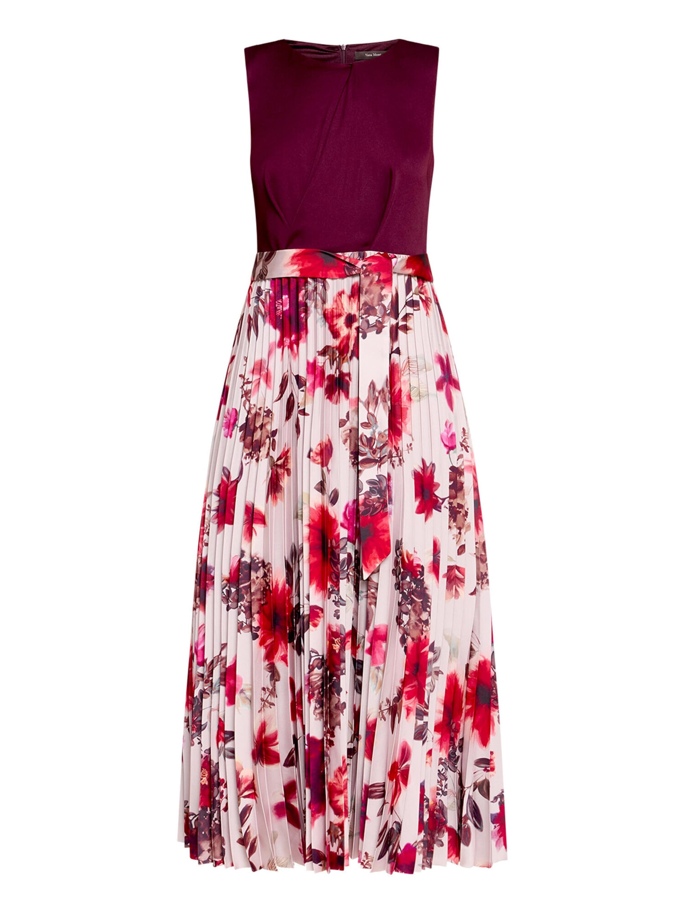 Vera Mont Cocktailkleid mit Plissee in 36 in dunkelrot, Produktansicht