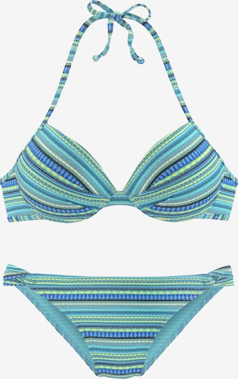 LASCANA Bikini en azul / turquesa / amarillo claro / negro / blanco, Vista del producto