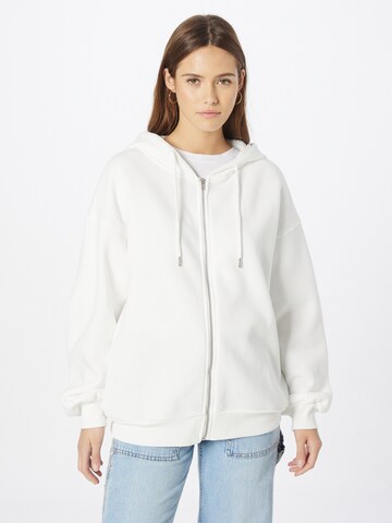 Gina Tricot Zip-Up Hoodie in White: front