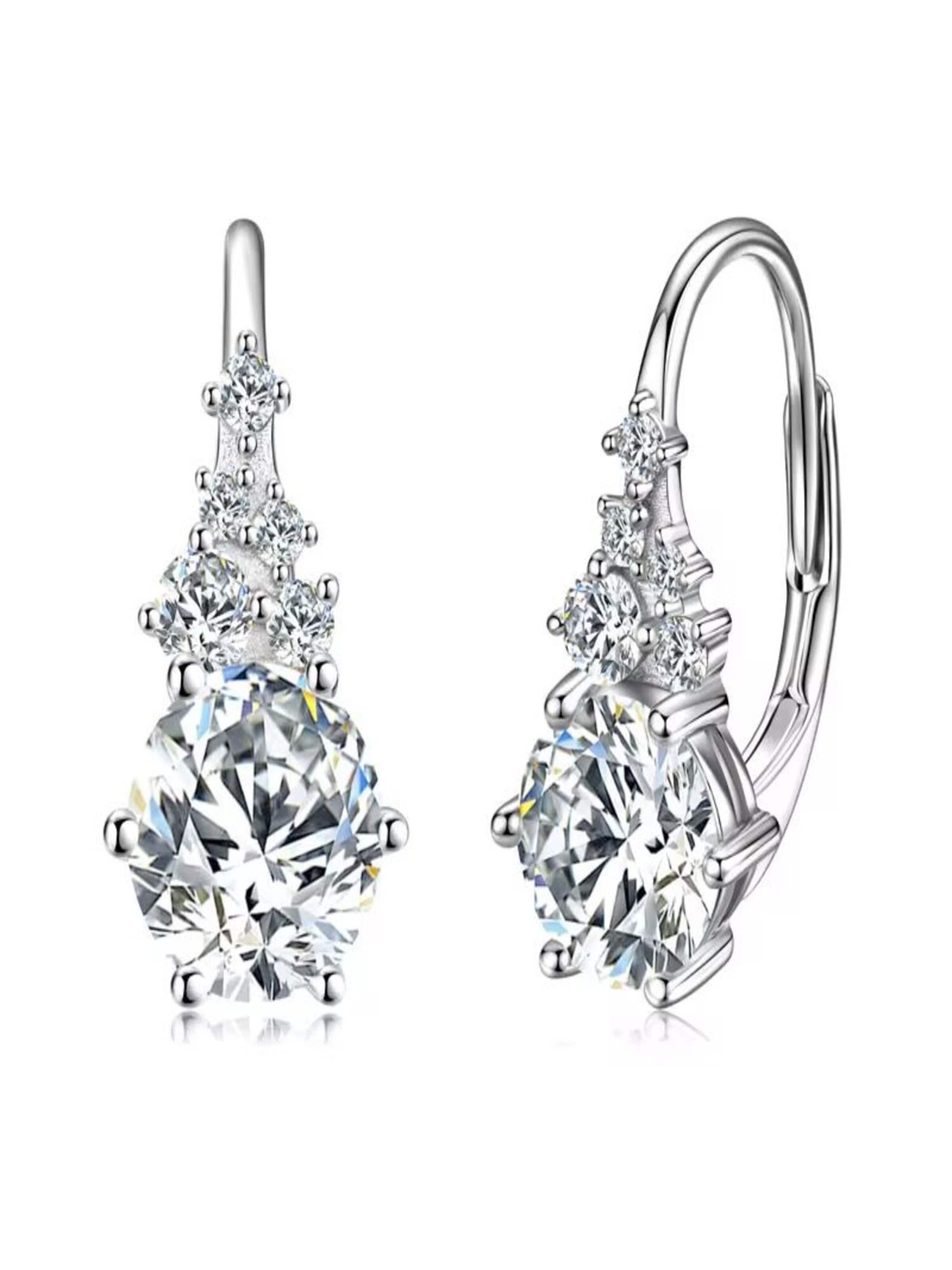 ROUGEMONT Jewellery Earrings 'Funkelnde Moissanit Creolen mit Echtheitszertifikat' in Silver: front