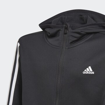 ADIDAS SPORTSWEAR Athletic Zip-Up Hoodie 'Designed 2 Move 3-Stripes' in Black