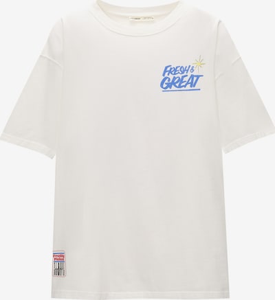 Pull&Bear T-shirt en bleu / jaune / gris clair / pourpre, Vue avec produit