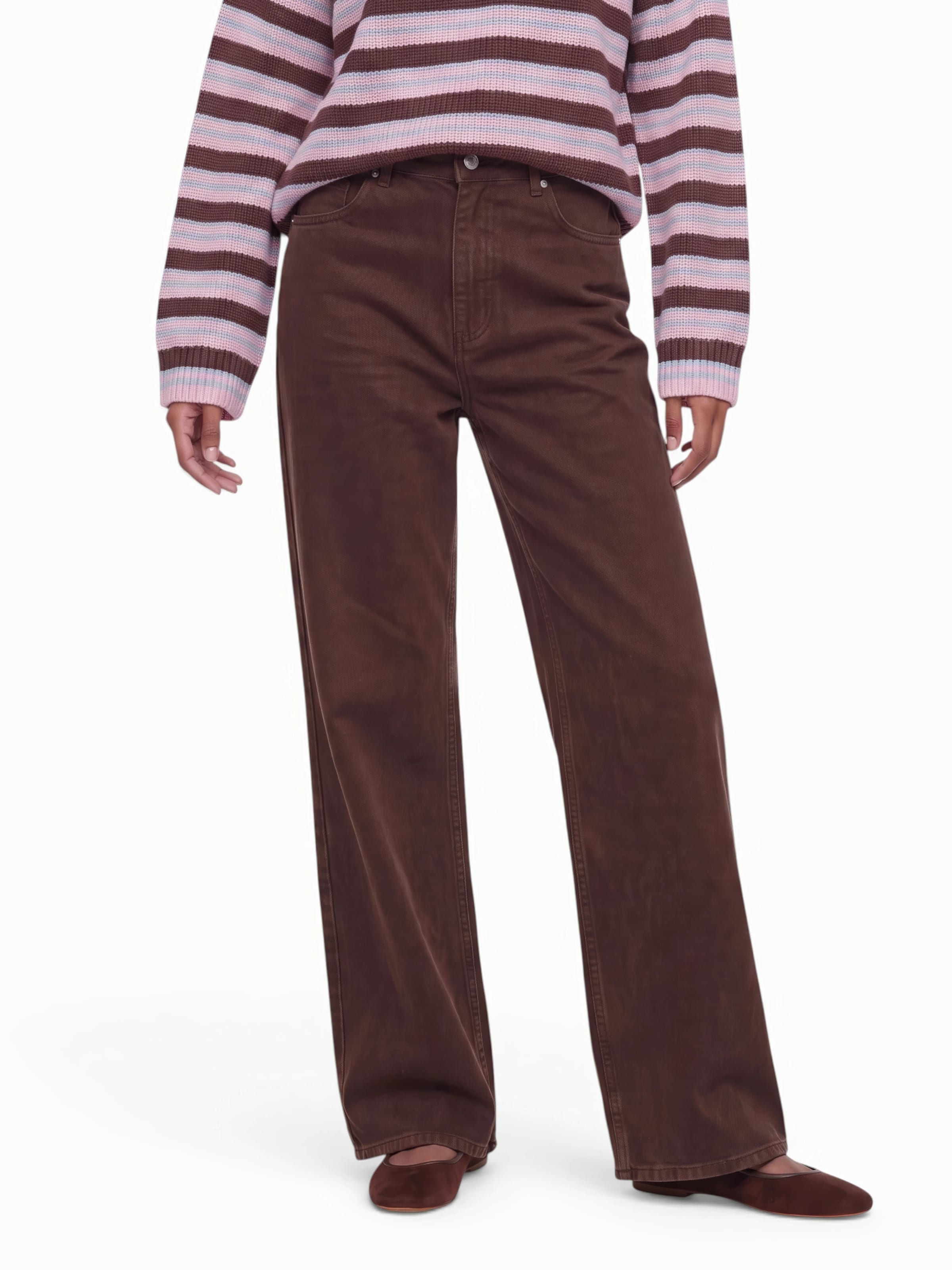KAVAZI Wide leg Jeans in Bruin: voorkant