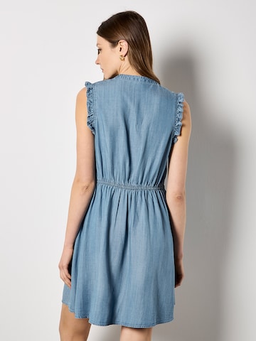 Apricot Ruffle Button-Down Mini Dress ' ' in Blau