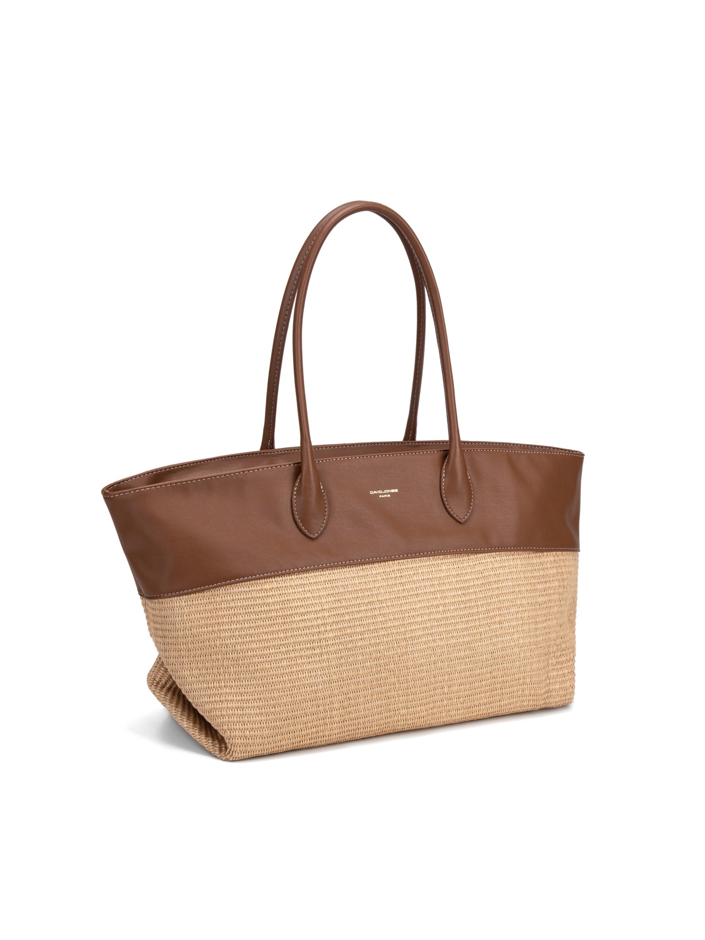 Borsa a spalla 'Borsa Shopper David Jones Bicolore Ecopelle e Tessuto Intrecciato' di David Jones in beige