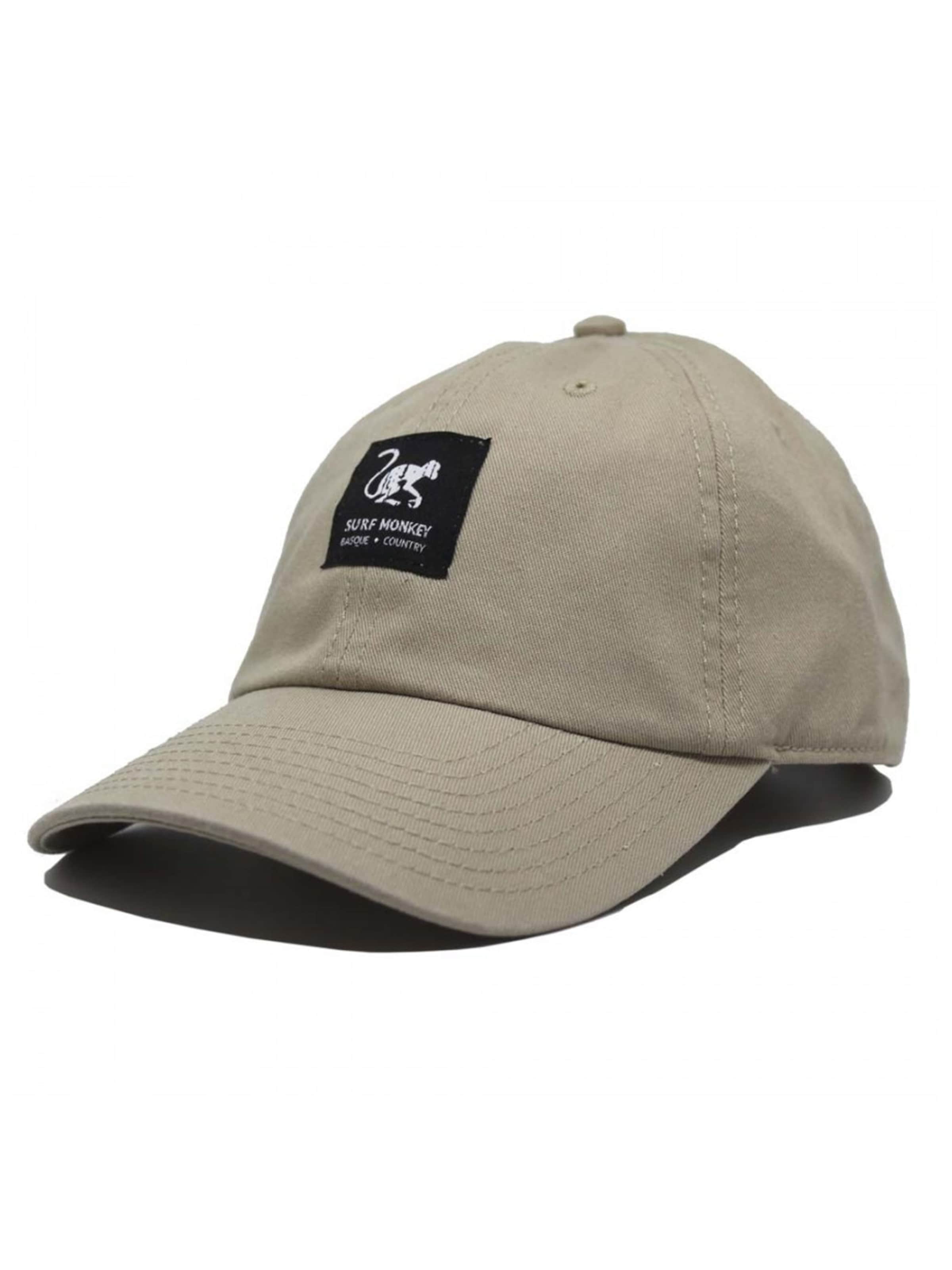 Surf Monkey Athletic Cap in Beige: front