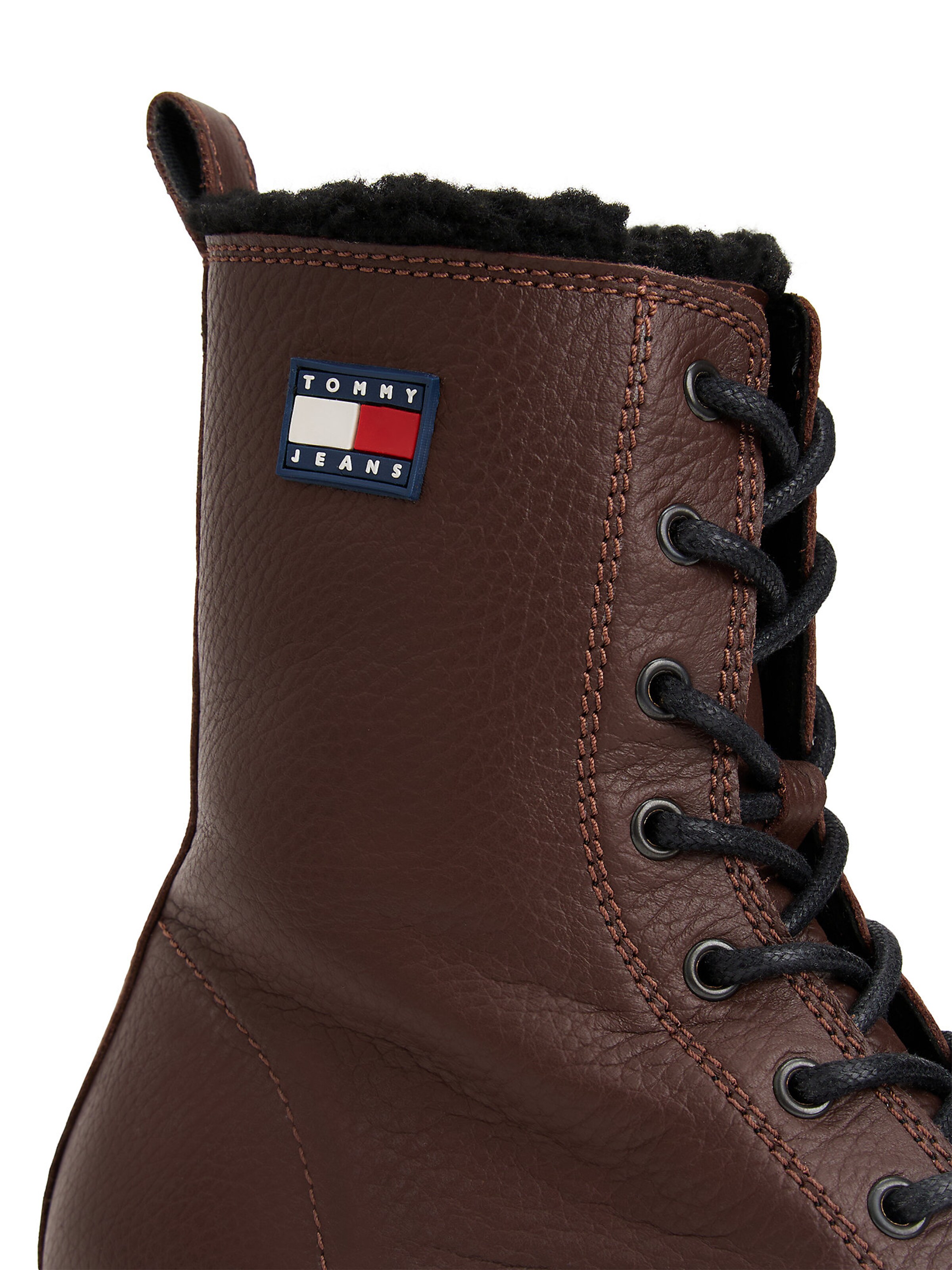 Tommy Jeans Lace-Up Ankle Boots in Brown
