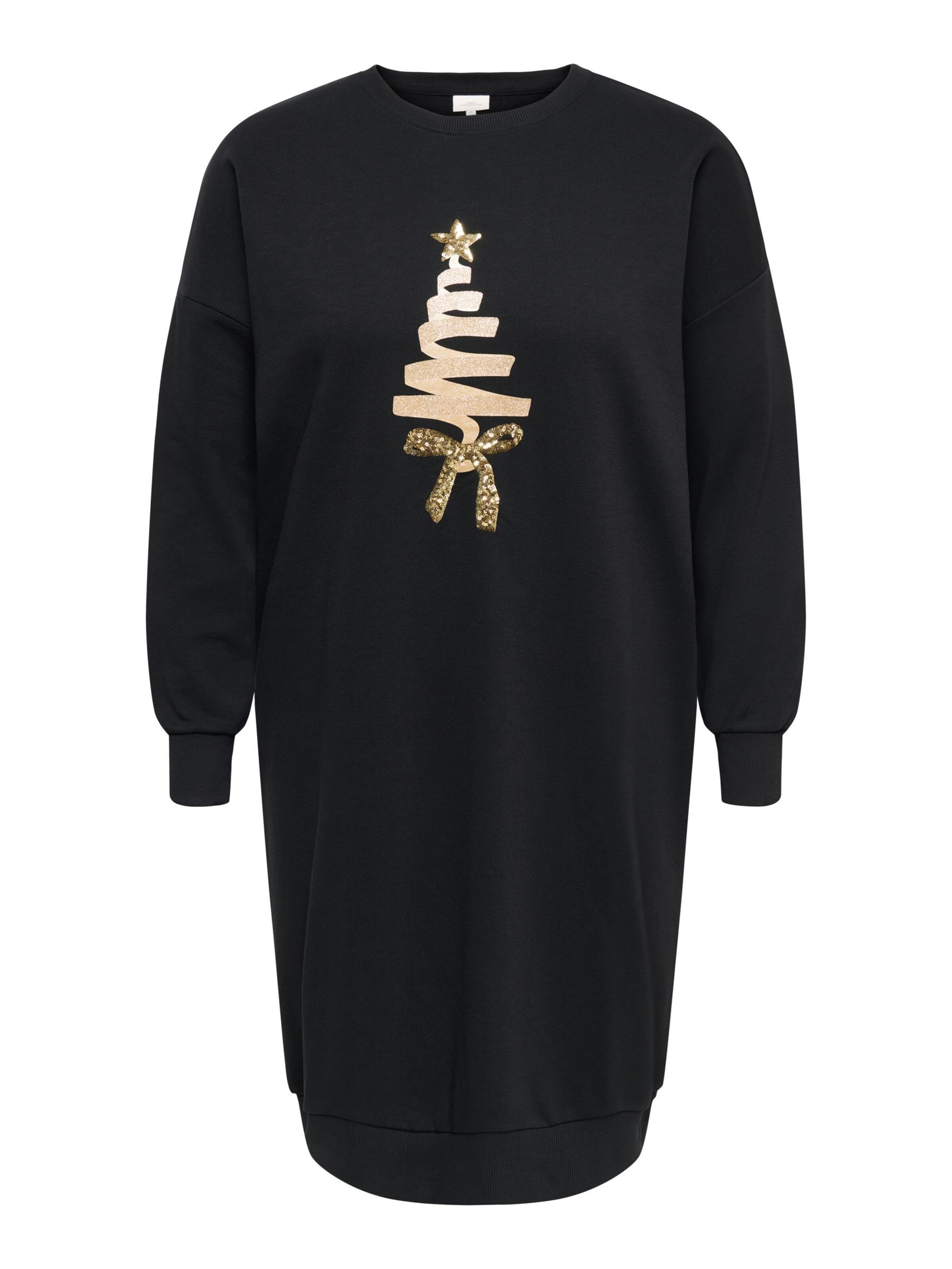 ONLY Carmakoma Jurk 'CARSANTA XMAS' in Zwart: voorkant