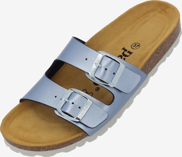 Palado Pantolette 'Palado Milos Metallic' in Blau: Vorderseite