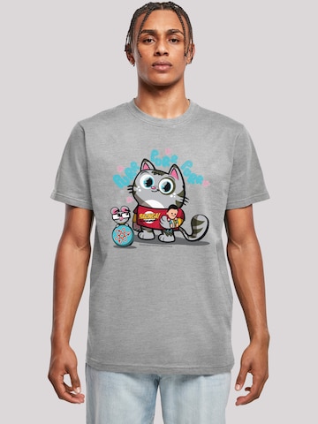 F4NT4STIC Shirt 'Bazinga Kitty' in Grijs: voorkant