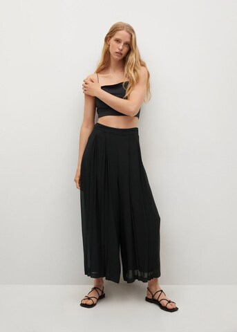 MANGO Wide Leg Bukser i sort