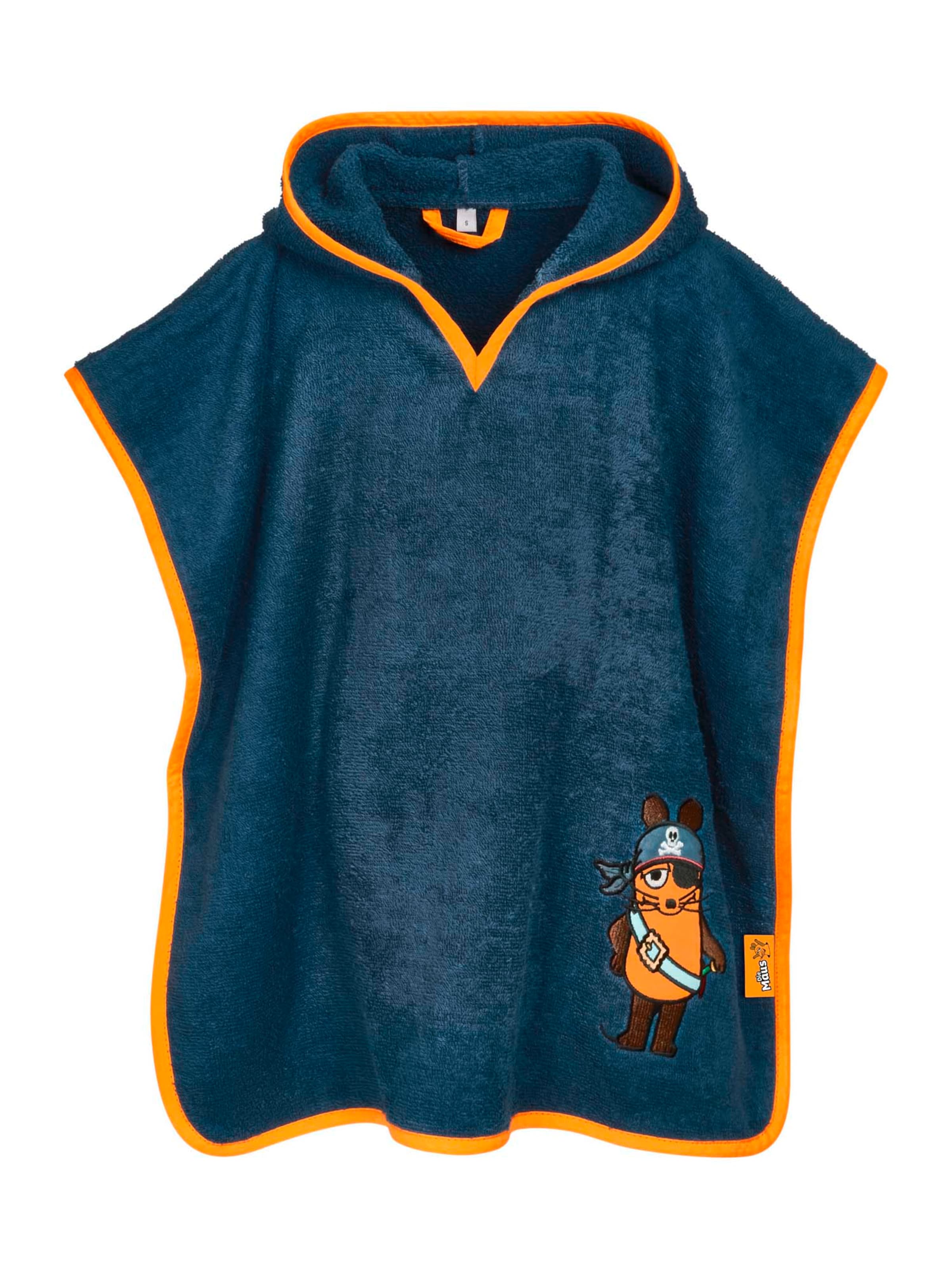 zils PLAYSHOES Peldmētelis 'DIE MAUS PIRAT': no priekšpuses