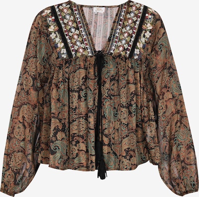 usha FESTIVAL Pusero 'Folklore' värissä sinivihreä / karamelli / musta / valkoinen, Tuotenäkymä