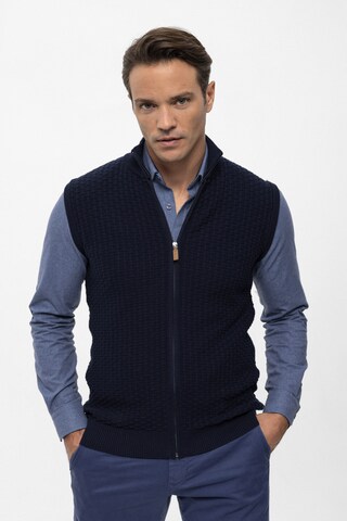 Felix Hardy Knit Cardigan in Blue: front