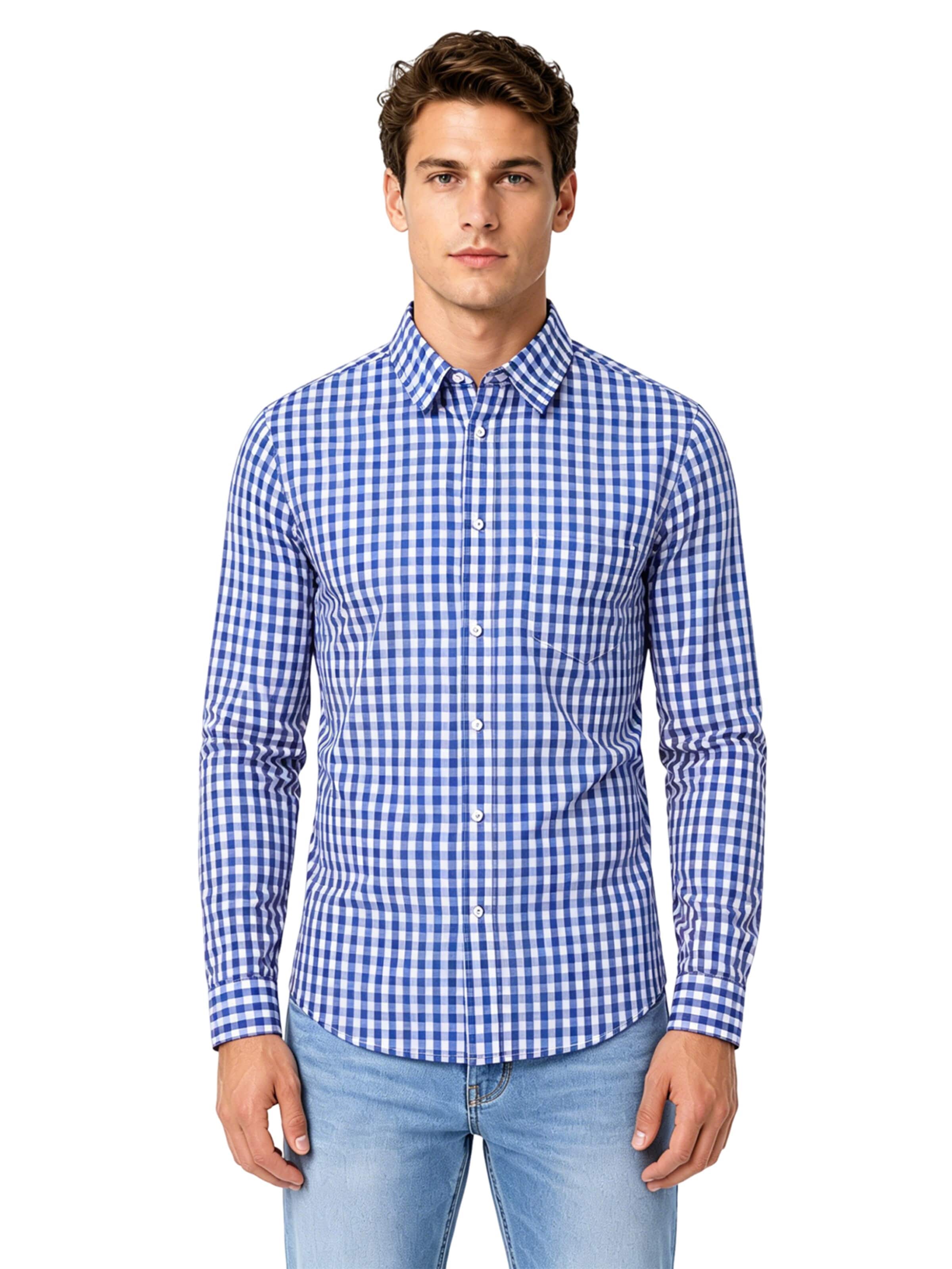KoJooin Regular fit Button Up Shirt in Blue: front
