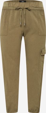 Zizzi Tapered Broek 'JEASY' in Groen: voorkant