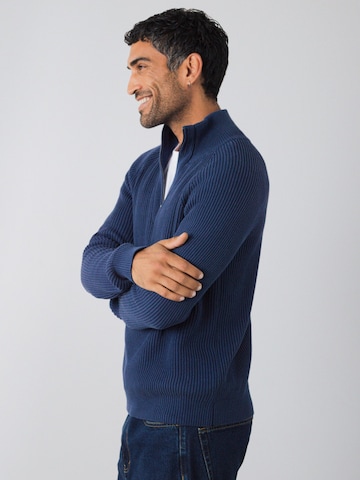 Pull-over 'Half-Zip Knit' Honest Basics en bleu