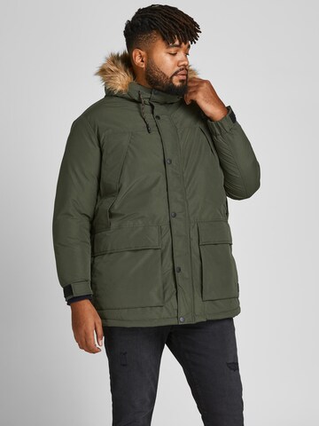 Jack & Jones Plus Zimní parka 'Super' – zelená: přední strana