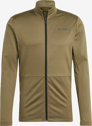 ADIDAS TERREX Athletic Fleece Jacket in Green: front