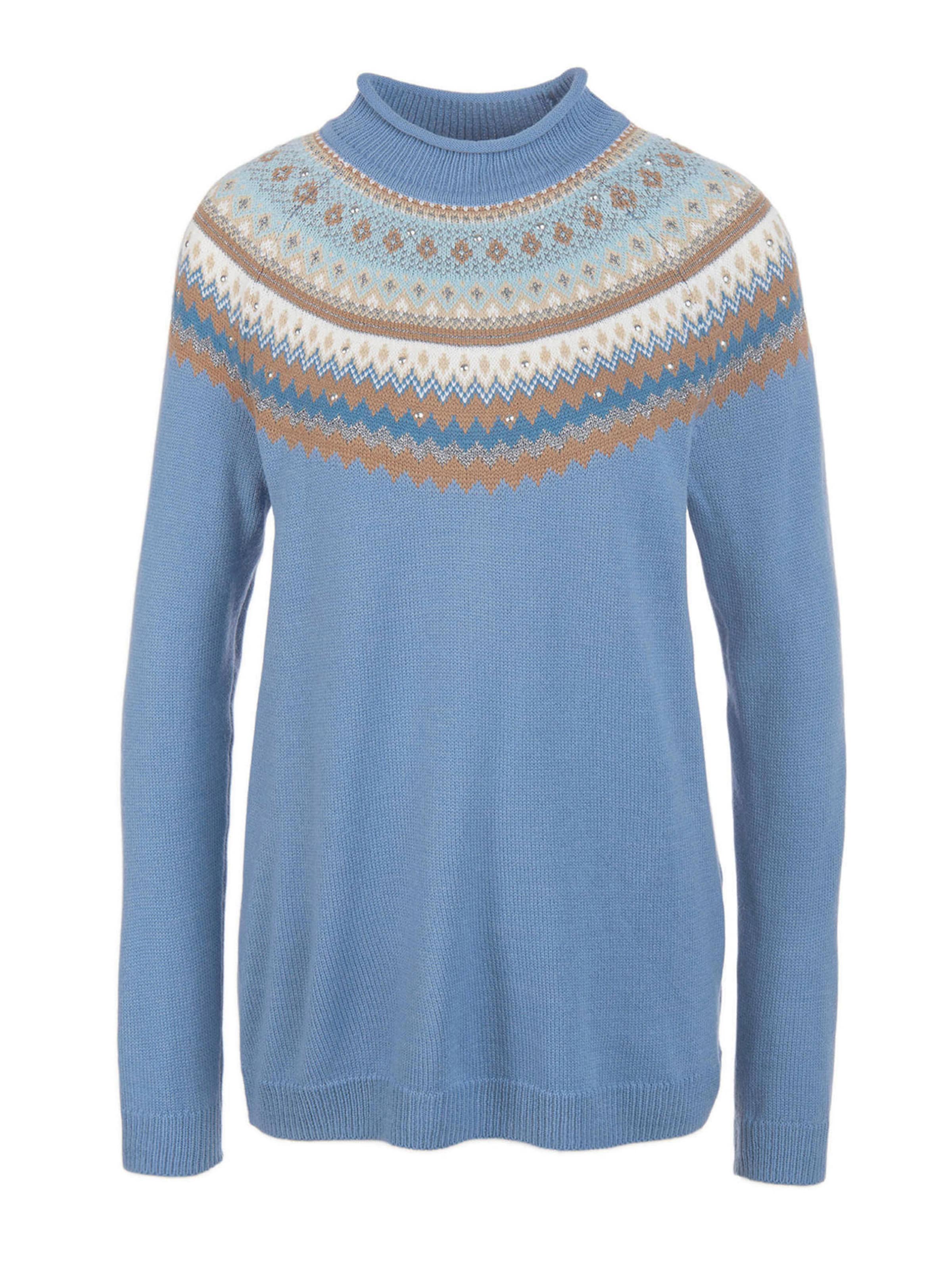 Goldner Pullover in Blau: Vorderseite
