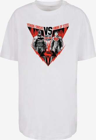 T-shirt oversize 'Batman v Superman Battle' F4NT4STIC en blanc : devant